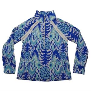 NEW Lilly Pulitzer M Skipper Popover 1/2 Zip Beach Tropi Call Me Pineapple 27632